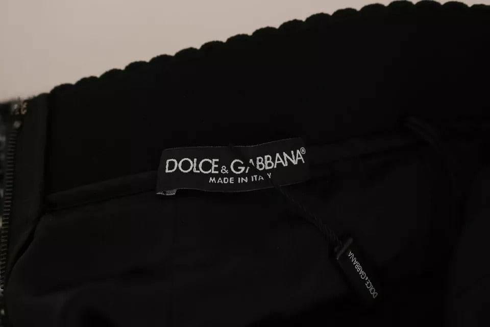 Dolce & Gabbana Black Check Flounce Detailed Wool Mini Skirt - Hilstor