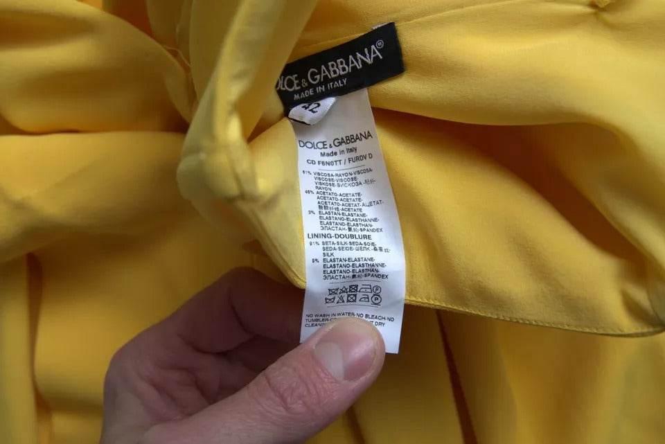Dolce & Gabbana Yellow One Shoulder Side Slit Midi Dress - Hilstor