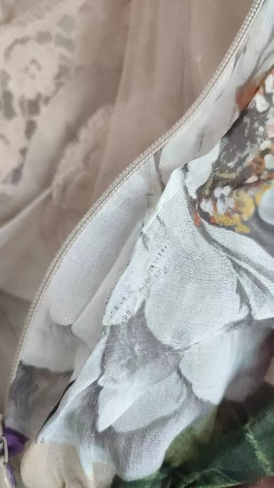 Dolce &amp; Gabbana Beige Floral Ærmeløs A-line minikjole