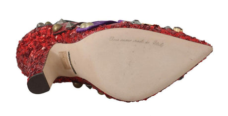Dolce & Gabbana Red Bellucci Alta Moda Embellished Pumps - Hilstor