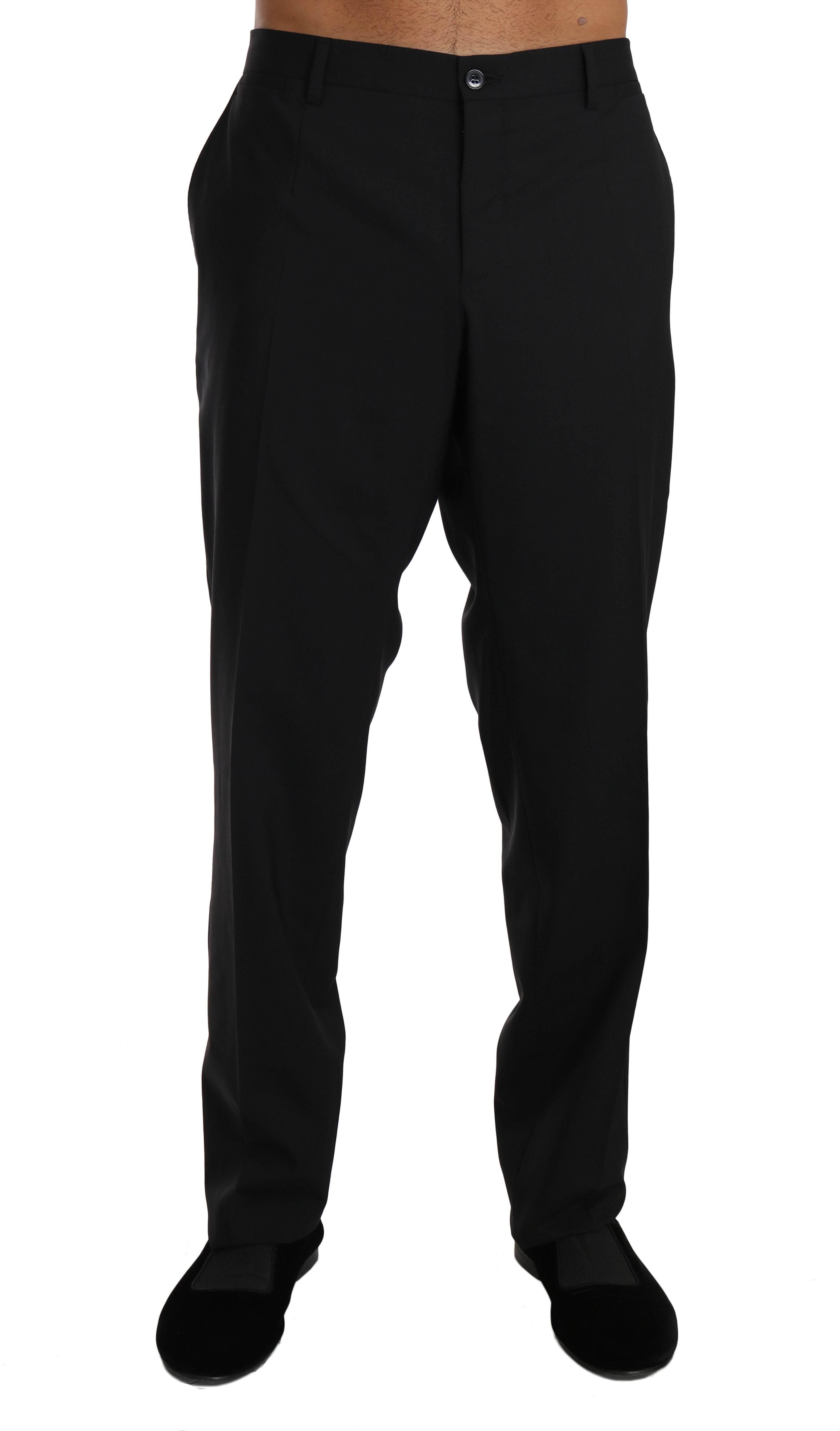 Dolce & Gabbana Elegant Black Wool Dress Pants - Hilstor
