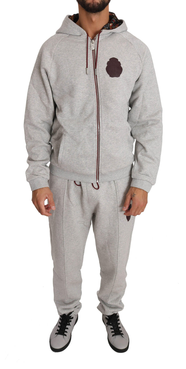 Billionaire Italian Couture Elegant Gray Hooded Sweatsuit Ensemble - Hilstor