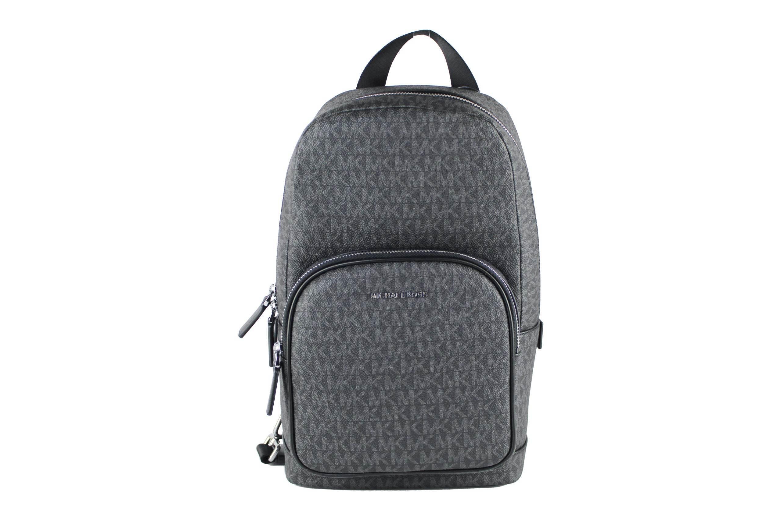 Michael Kors Cooper Medium Black Signature PVC Sling Backpack - Hilstor