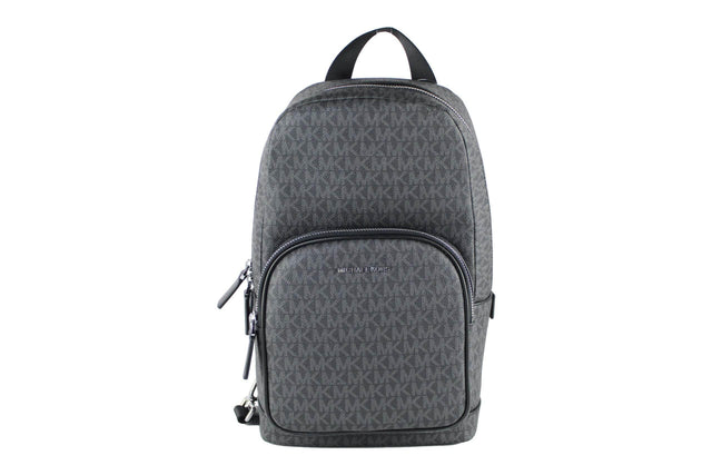 Michael Kors Cooper Medium Black Signature PVC Sling Backpack - Hilstor