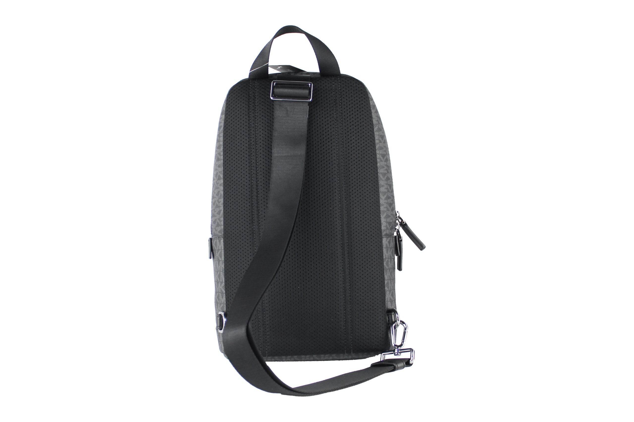 Michael Kors Cooper Medium Black Signature PVC Sling Backpack - Hilstor