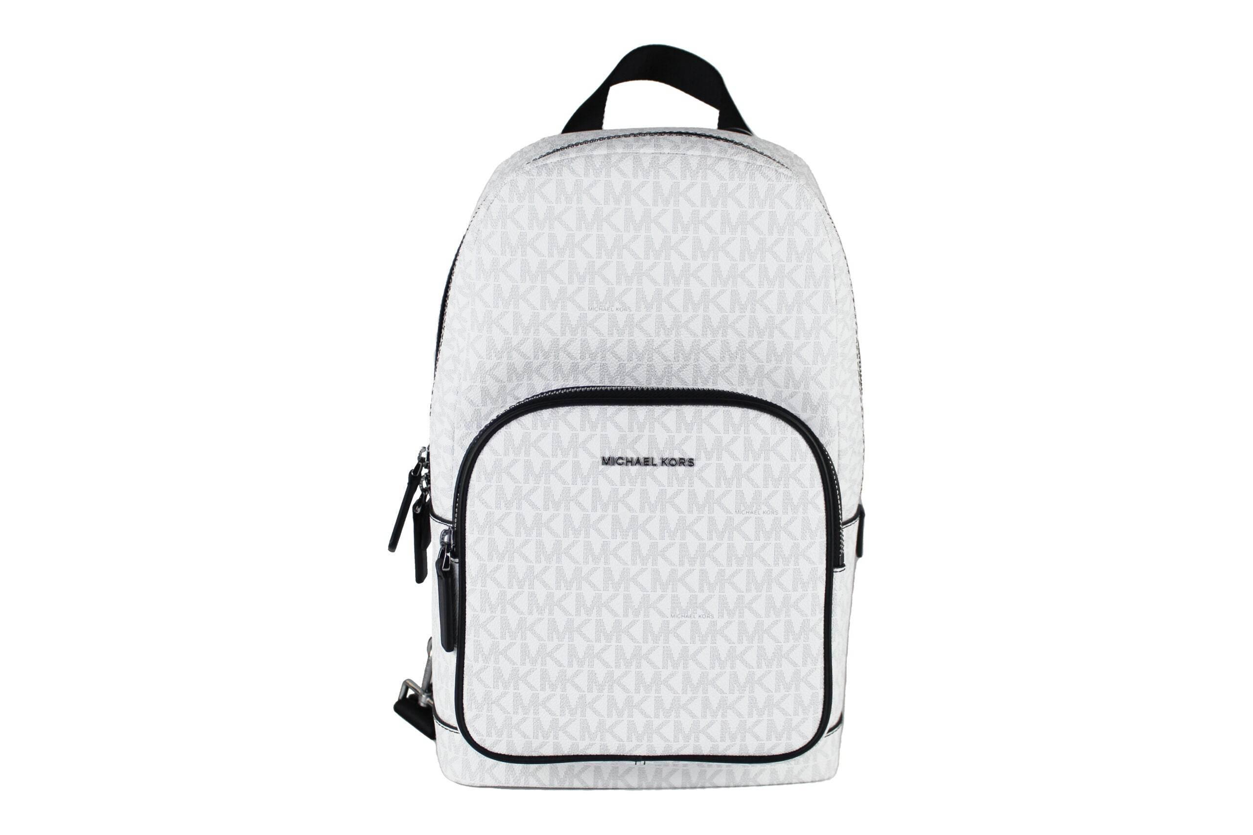 Michael Kors Cooper Medium White Signature PVC Sling Backpack - Hilstor