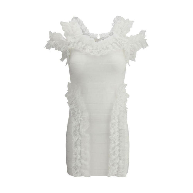 Self-Portrait Knit Ruffle Mini Dress - Hilstor