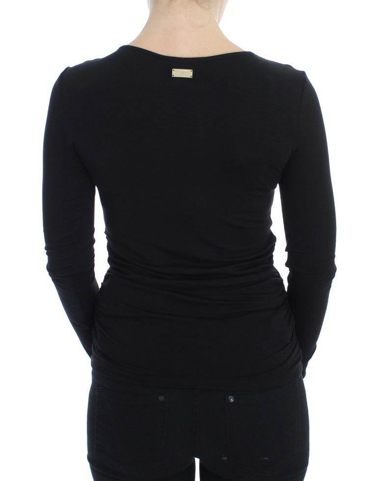 Versace Jeans Elegant V-Neck Black Viscose Blend Sweater - Hilstor
