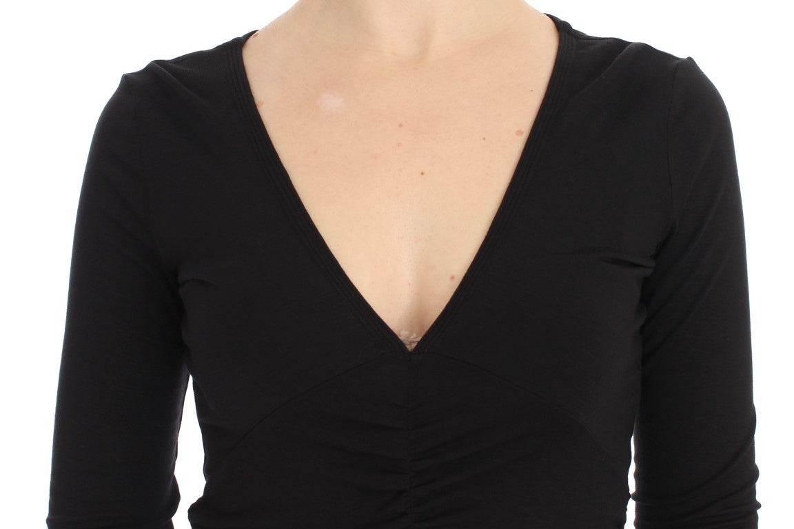 Versace Jeans Elegant V-Neck Black Viscose Blend Sweater - Hilstor