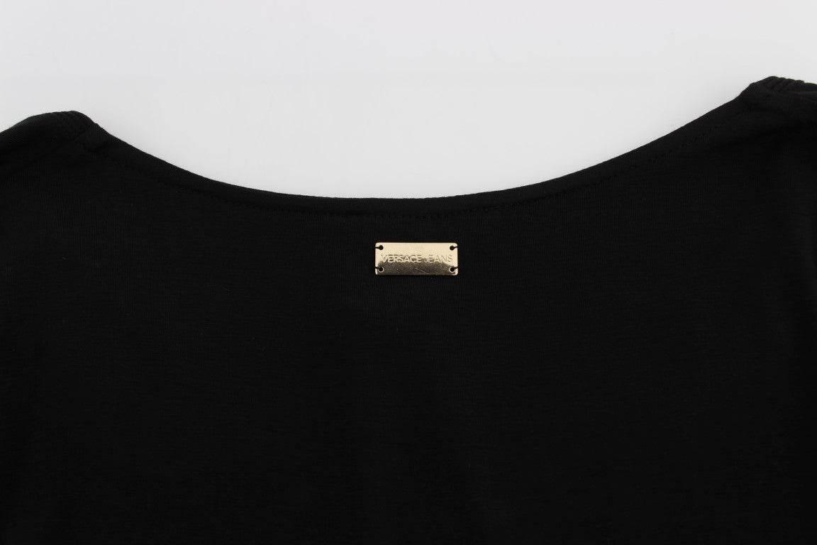 Versace Jeans Elegant V-Neck Black Viscose Blend Sweater - Hilstor