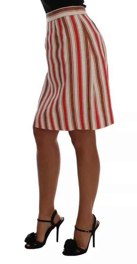 Dolce & Gabbana Multicolor Portofino Stripes Cotton Midi Skirt - Hilstor