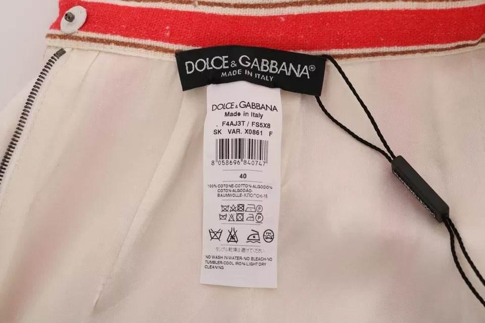 Dolce & Gabbana Multicolor Portofino Stripes Cotton Midi Skirt - Hilstor