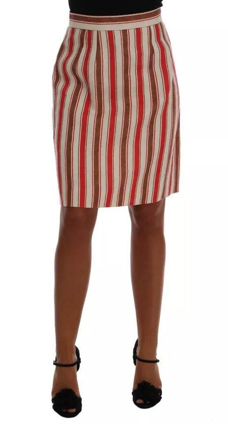 Dolce & Gabbana Multicolor Portofino Stripes Cotton Midi Skirt - Hilstor