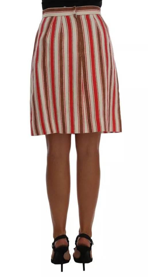 Dolce & Gabbana Multicolor Portofino Stripes Cotton Midi Skirt - Hilstor