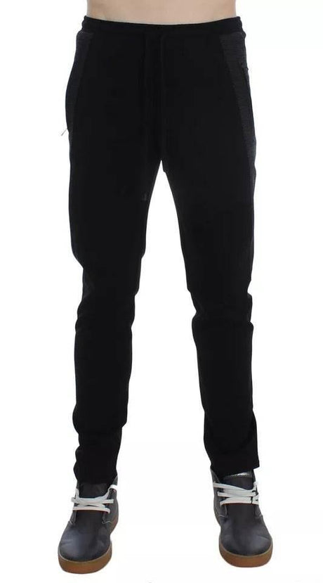Dolce & Gabbana Black Gray Wool Casual Trousers Stripe Pants - Hilstor