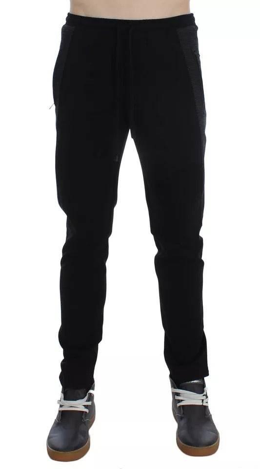 Dolce & Gabbana Black Gray Wool Casual Trousers Stripe Pants - Hilstor