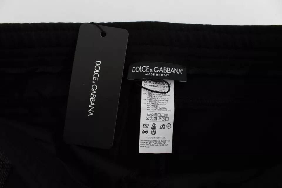 Dolce & Gabbana Black Gray Wool Casual Trousers Stripe Pants - Hilstor