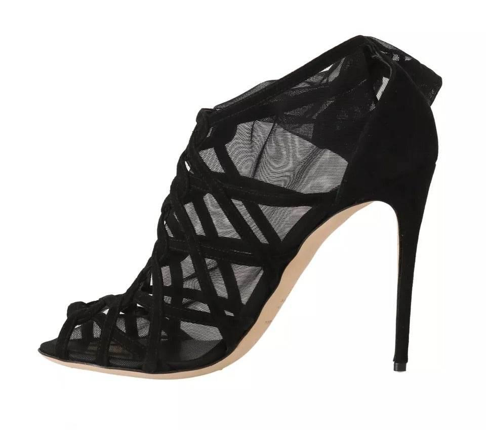Dolce & Gabbana Black Suede Stilettos Booties Socks Shoes - Hilstor