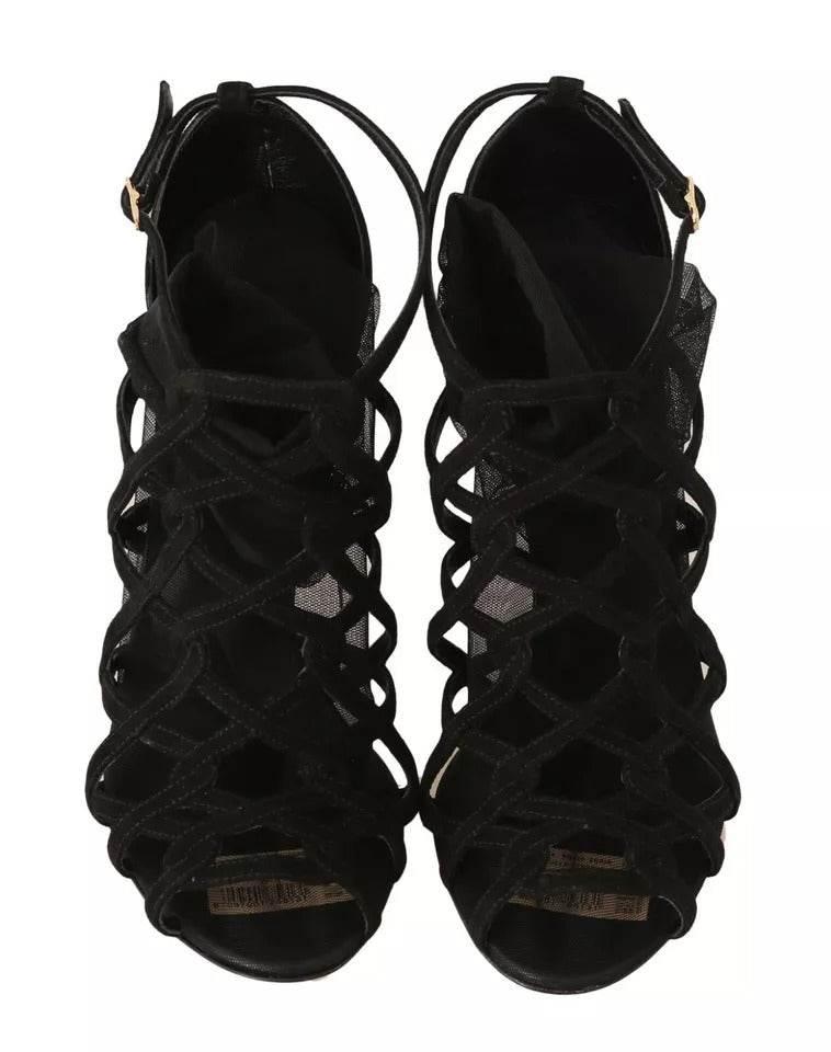Dolce & Gabbana Black Suede Stilettos Booties Socks Shoes - Hilstor