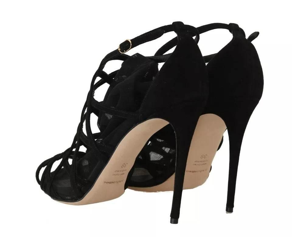 Dolce & Gabbana Black Suede Stilettos Booties Socks Shoes - Hilstor