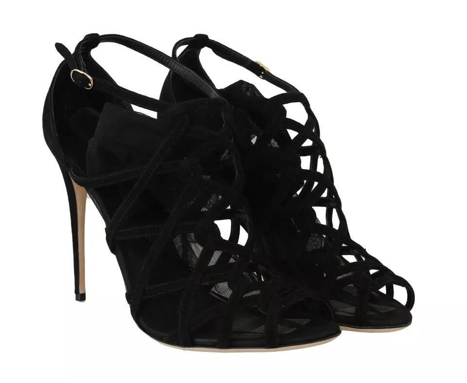 Dolce & Gabbana Black Suede Stilettos Booties Socks Shoes - Hilstor