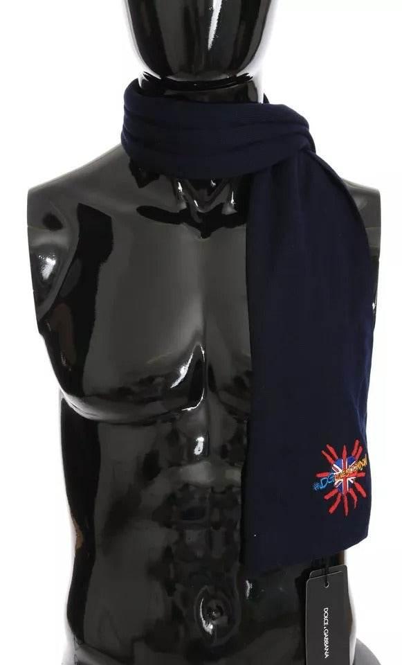 Dolce & Gabbana Blue Wool #DGLovesLondon Shawl Scarf - Hilstor