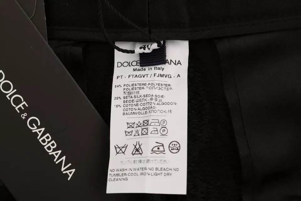 Dolce & Gabbana Black Floral Brocade High Waist Pants - Hilstor