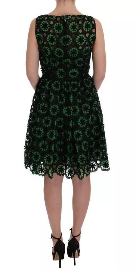 Dolce & Gabbana Green Floral Ricamo A-Line Shift Dress - Hilstor