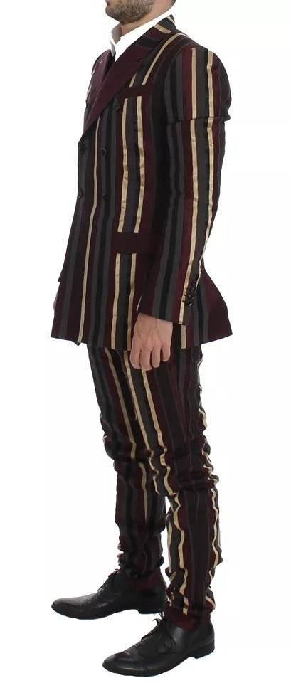 Dolce & Gabbana Multicolor Striped Runway 3 Piece Slim Fit Vest Suit - Hilstor