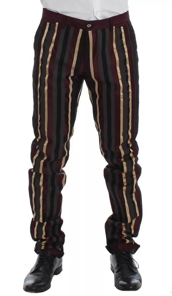 Dolce & Gabbana Multicolor Striped Runway 3 Piece Slim Fit Vest Suit - Hilstor