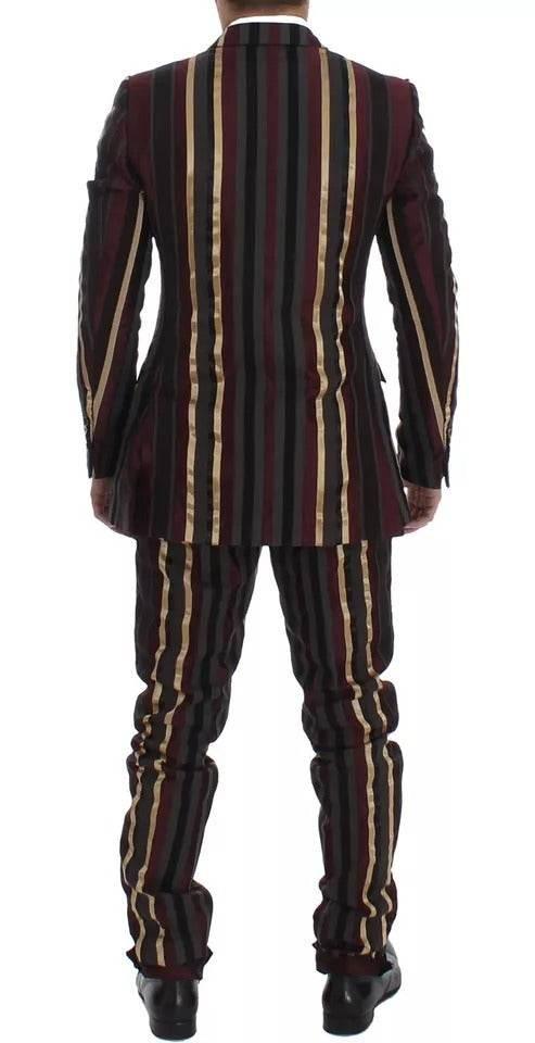 Dolce & Gabbana Multicolor Striped Runway 3 Piece Slim Fit Vest Suit - Hilstor