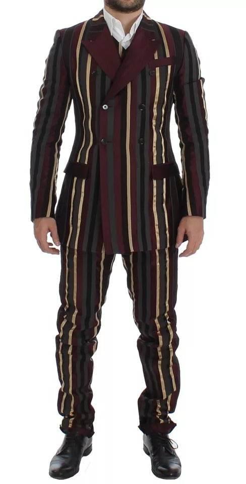 Dolce & Gabbana Multicolor Striped Runway 3 Piece Slim Fit Vest Suit - Hilstor