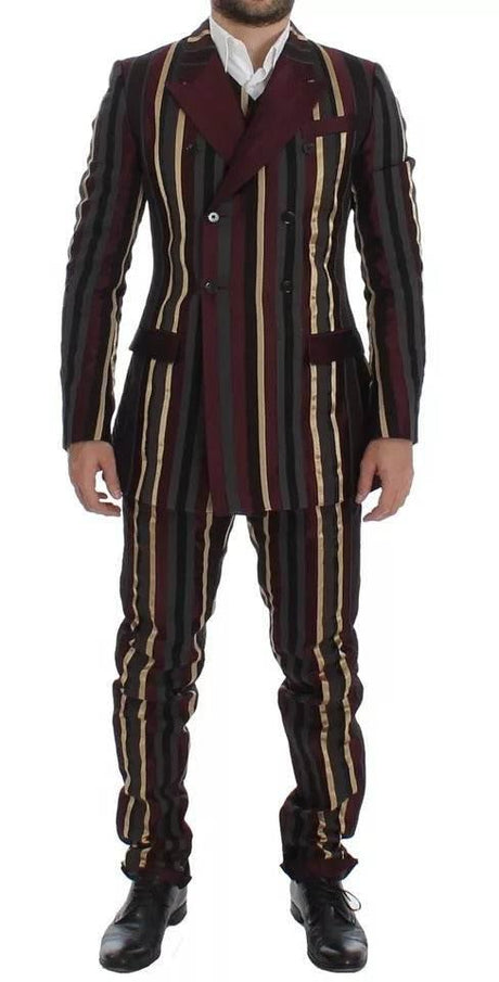 Dolce & Gabbana Multicolor Striped Runway 3 Piece Slim Fit Vest Suit - Hilstor