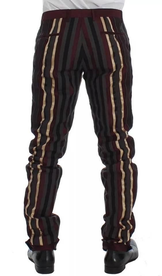 Dolce & Gabbana Multicolor Striped Runway 3 Piece Slim Fit Vest Suit - Hilstor