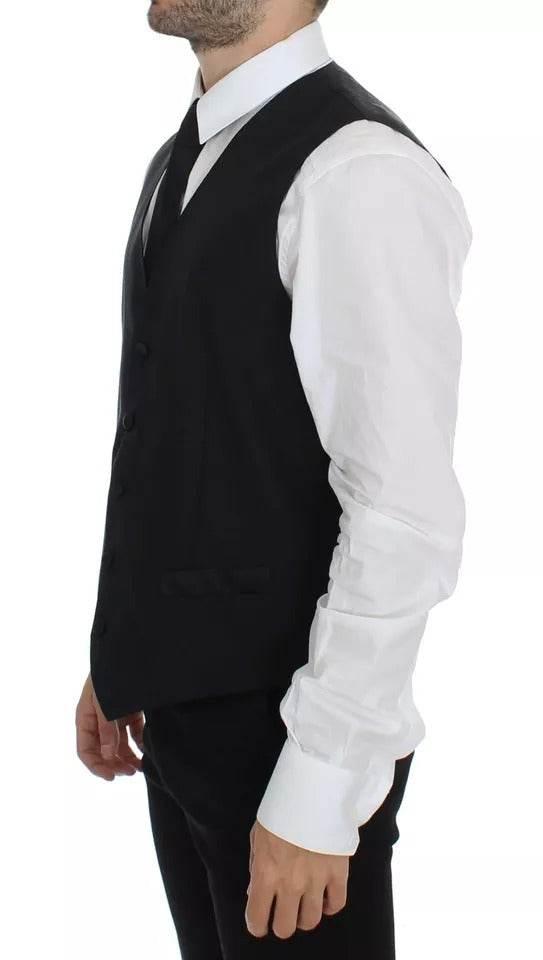 Dolce & Gabbana Black Wool Silk Dress Gilet Jacket Vest - Hilstor