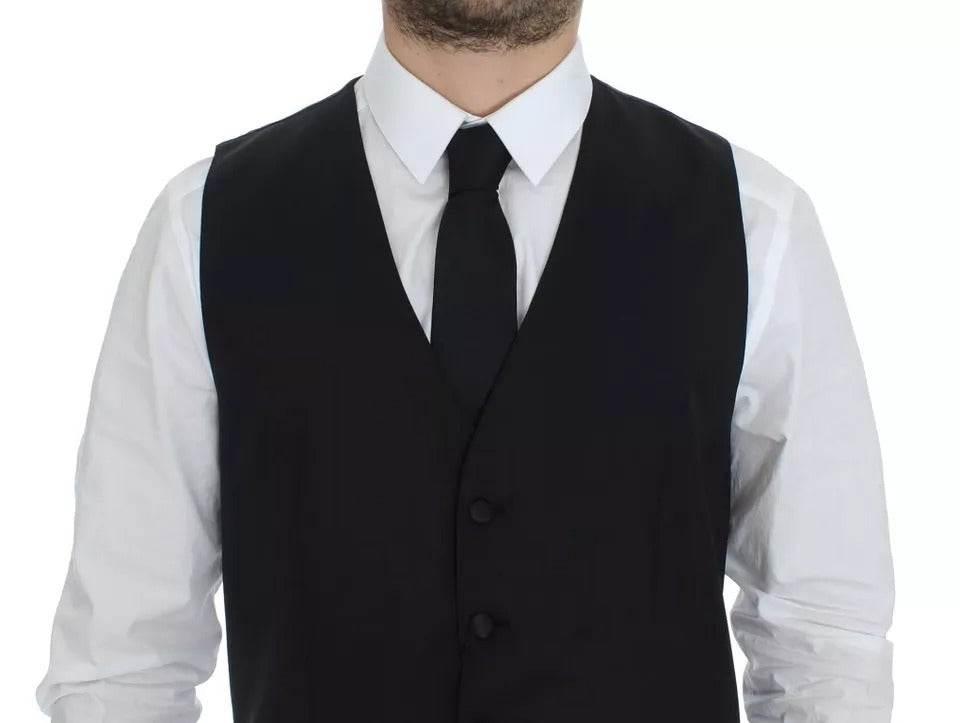 Dolce & Gabbana Black Wool Silk Dress Gilet Jacket Vest - Hilstor