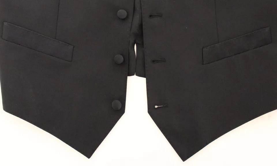 Dolce & Gabbana Black Wool Silk Dress Gilet Jacket Vest - Hilstor