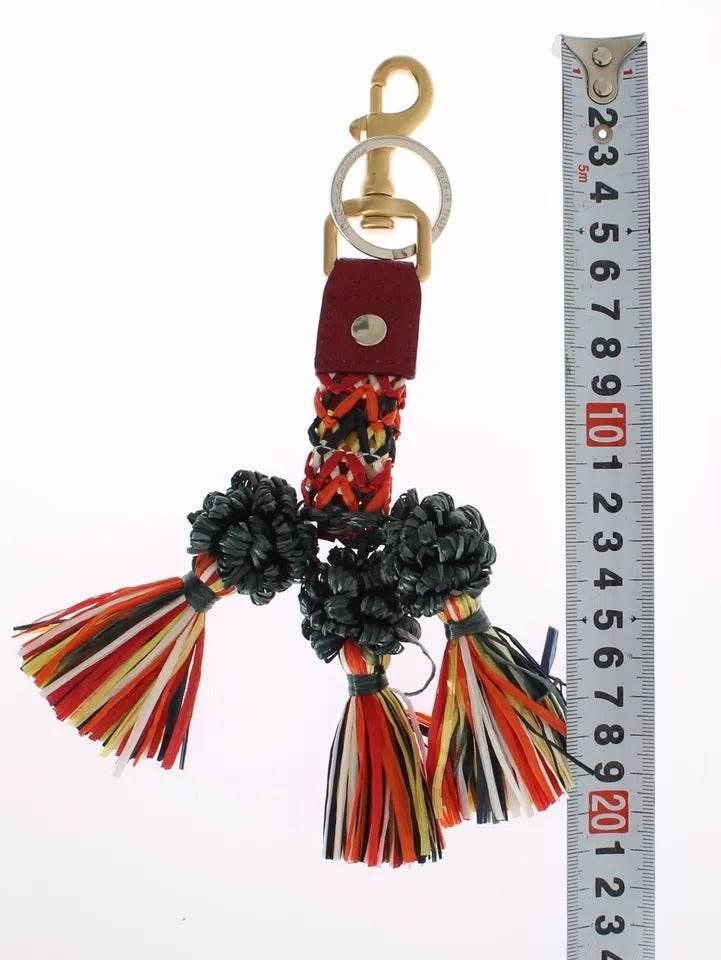 Dolce & Gabbana Multicolor Raffia Leather Clasp Finder Chain Keyring - Hilstor