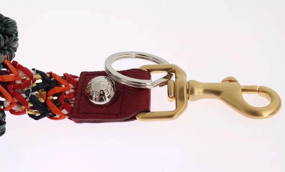 Dolce & Gabbana Multicolor Raffia Leather Clasp Finder Chain Keyring - Hilstor