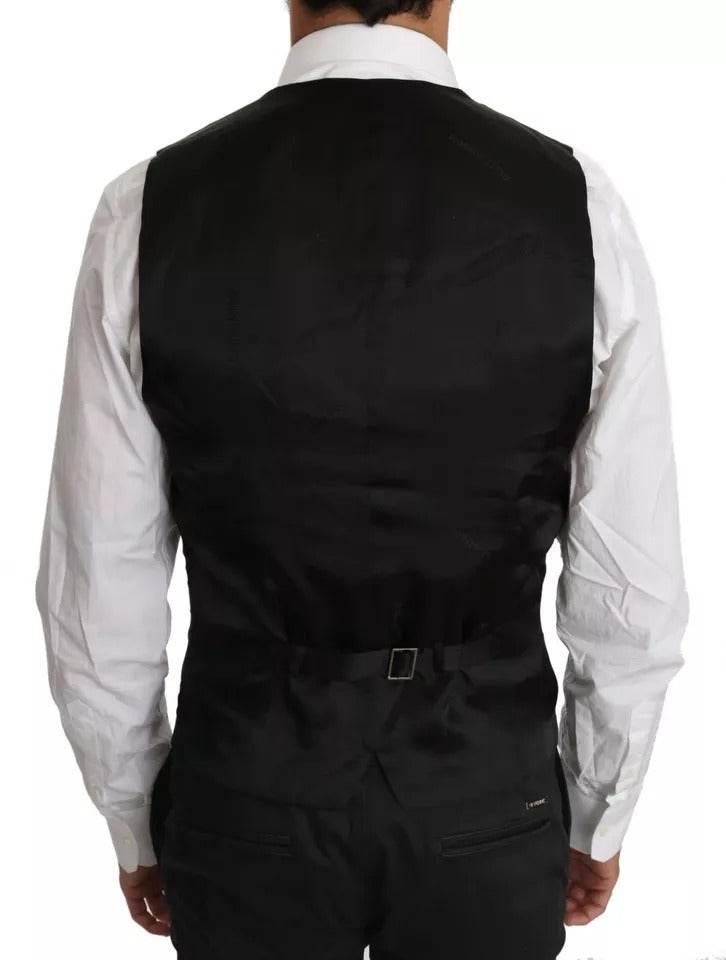 Dolce & Gabbana Black Wool Logo Waistcoat Vest - Hilstor