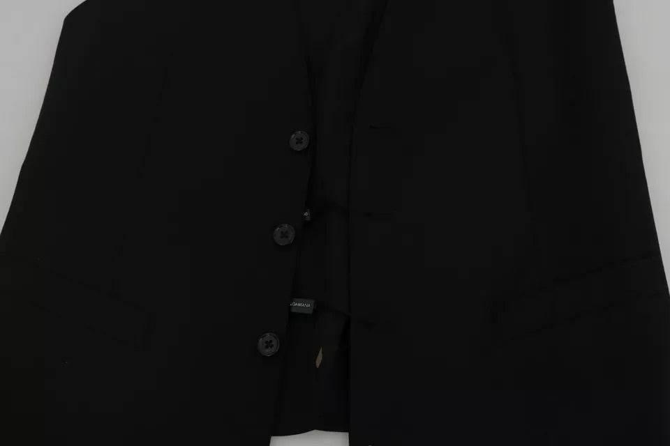 Dolce & Gabbana Black Wool Logo Waistcoat Vest - Hilstor