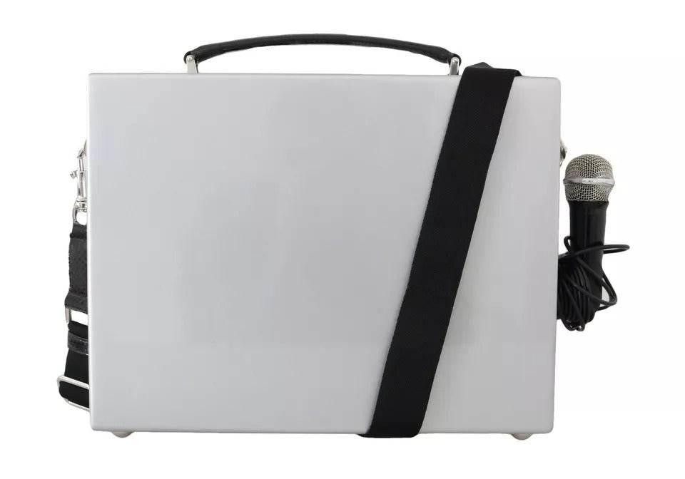 Dolce & Gabbana Silver Retro Radio Boombox Limited Edition Handmade Wood Bag - Hilstor