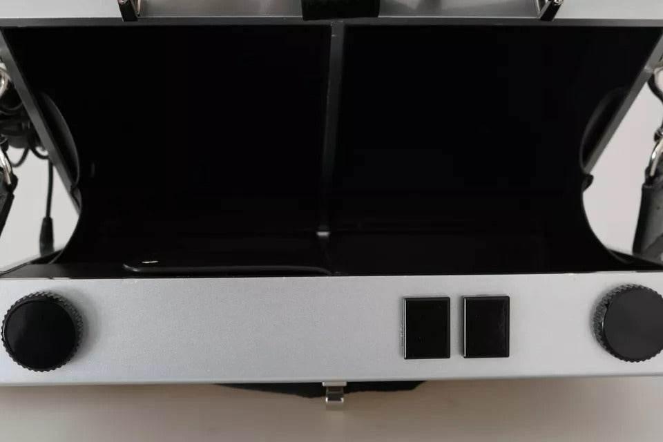 Dolce & Gabbana Silver Retro Radio Boombox Limited Edition Handmade Wood Bag - Hilstor