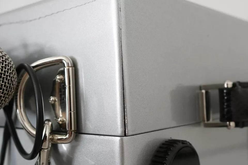 Dolce & Gabbana Silver Retro Radio Boombox Limited Edition Handmade Wood Bag - Hilstor