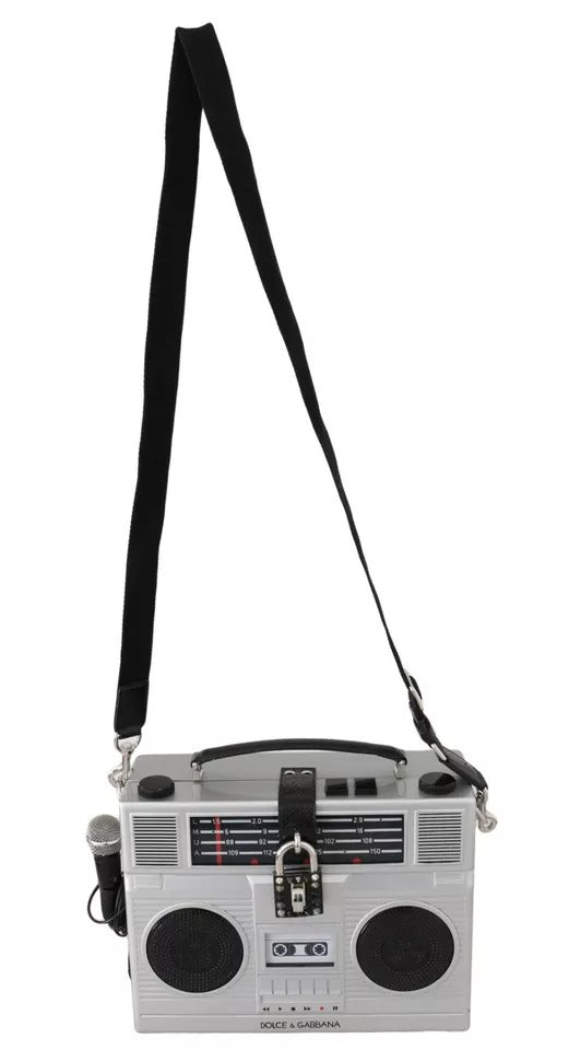 Dolce &amp; Gabbana Silver Retro Radio Boombox Limited Edition Håndlavet trætaske