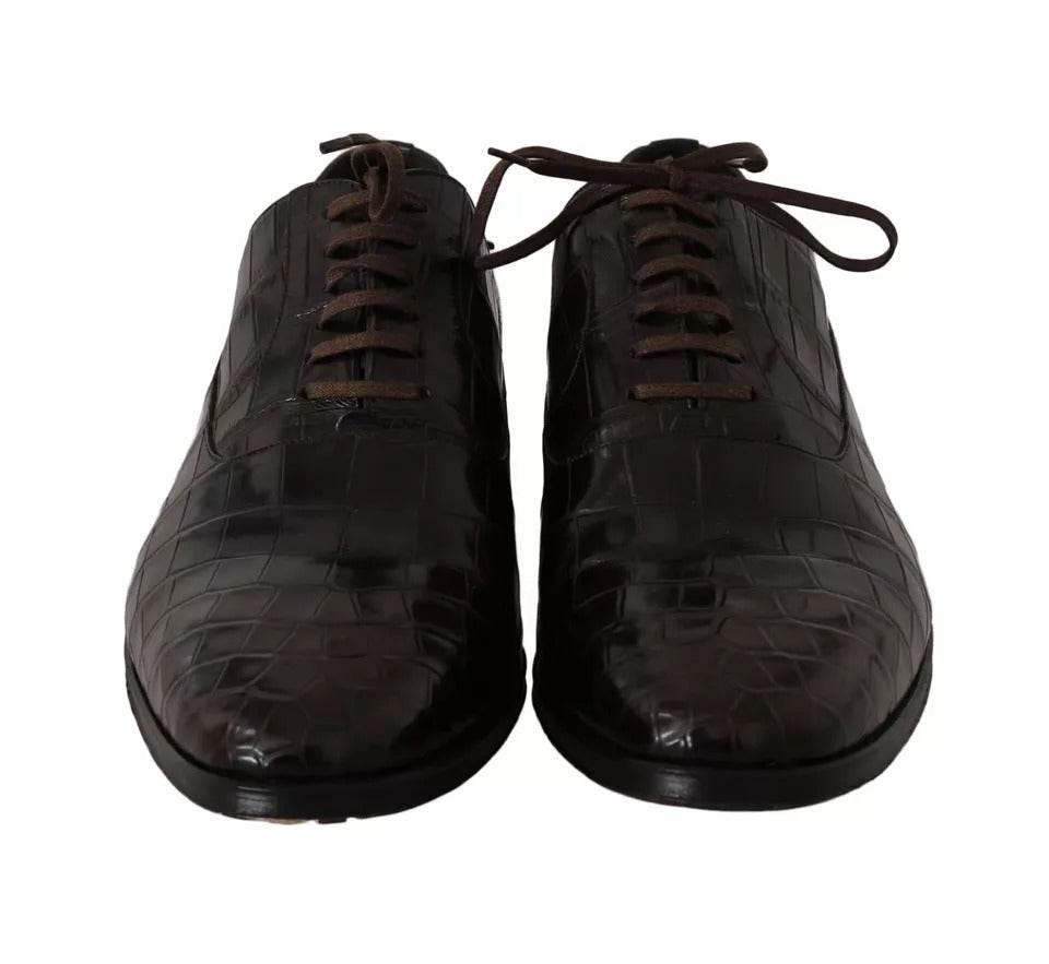 Dolce & Gabbana Brown Patterned Leather Dress Formal Shoes - Hilstor
