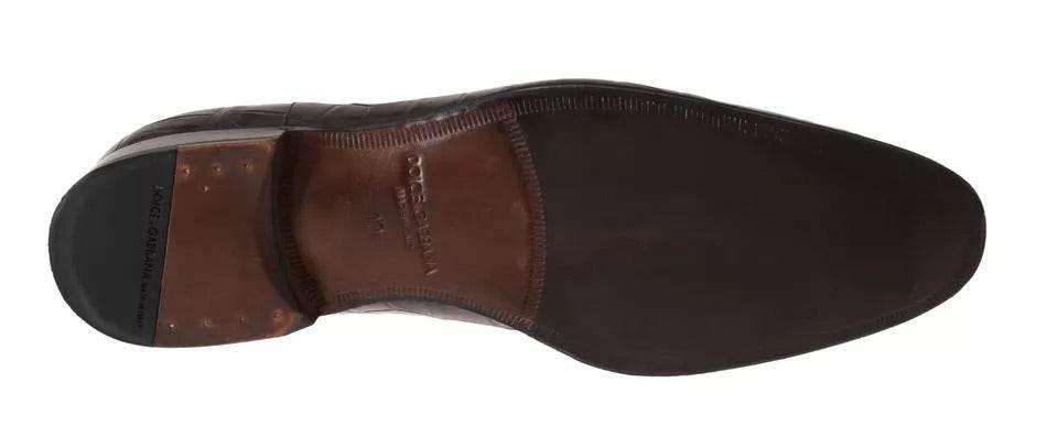 Dolce & Gabbana Brown Patterned Leather Dress Formal Shoes - Hilstor