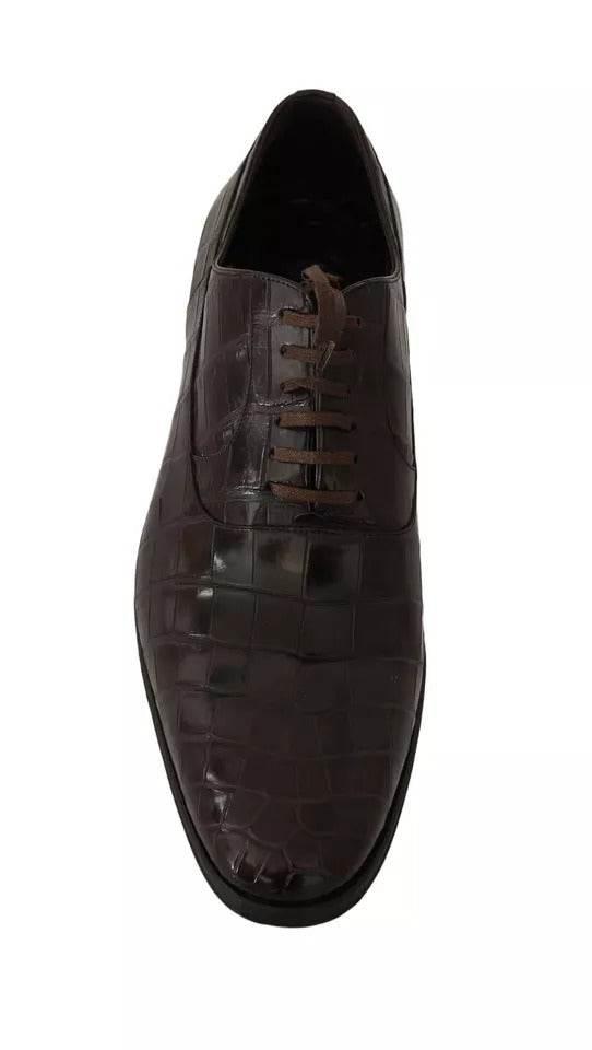 Dolce & Gabbana Brown Patterned Leather Dress Formal Shoes - Hilstor