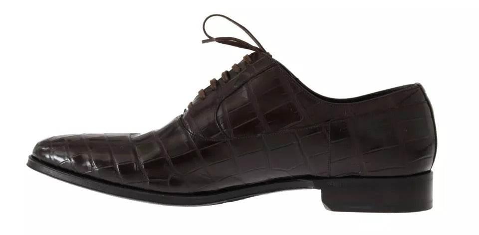 Dolce & Gabbana Brown Patterned Leather Dress Formal Shoes - Hilstor