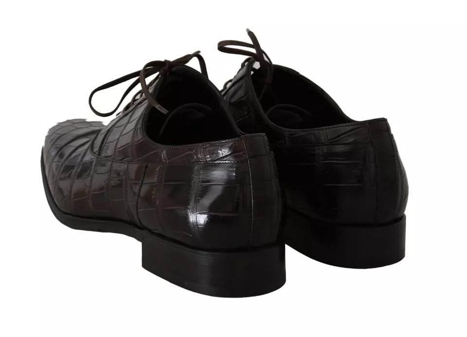 Dolce & Gabbana Brown Patterned Leather Dress Formal Shoes - Hilstor